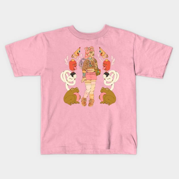 Yokai girl Kids T-Shirt by PeachyDoodle